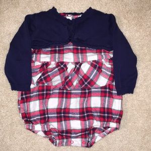 Cat & Jack 2pc Scallop Sweater & Plaid Romper